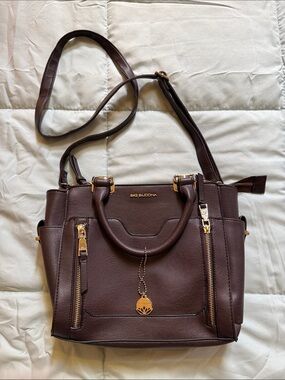 Big Buddha Brown Satchel with Gold Hardware